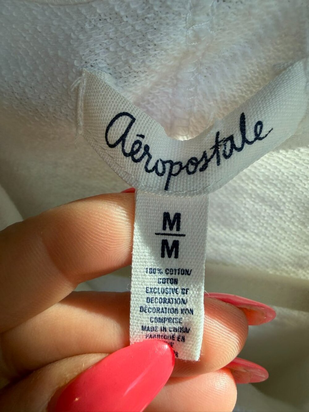 Aeropostale White Moto Sweatshirt Jacket 🤍 Size M - Picture 6 of 6